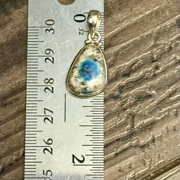 Rare K2 Azurite Necklace Genuine "Blueberry" Jasper Pendant Sterling Silver - Picture 5 of 7